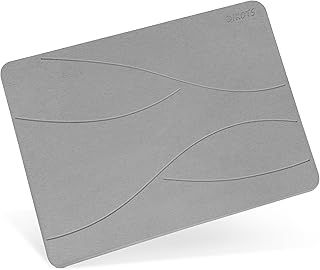 Diatomite stone Bath Mat quick dry - Light Grey 60 x 40 cm bath mat non slip anti mould - Natural earth friendly diatomaceous earth quick dry bath mat - Multipupose stone drying mat for kitchen