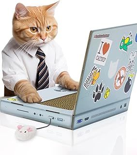 Suck UK | Cat Laptop | Cat Scratching Board | Cardboard Scratchers | Scratch Pad & Kitten Scratching Mat | Funny Furniture | Interactive Toy & Kitten Toys Gifts Cats