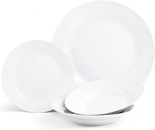 Sabichi 12pc Day to White Dinner Set - Microwave & Dishwasher Safe - 4 X Plates, Side Soup Bowls Plate and Bowl Ideal Plates and Bowls Set