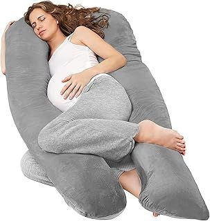 Nuliie Pregnancy Pillow for Sleeping, U Shaped Full Body Pillow Pregnancy Pillows, Maternity Pillow Support for Back, Hips, Legs for Pregnant Women, With Washable Velvet Cover (Grey)