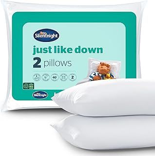Silentnight Just Like Down Pillow - Hotel Bed Sleep Pillows Cuddle Support Pillow Pair - Machine Washable Soft Comfy Pillows,2 Count (Pack of 1), White