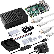 Starter Kit for Raspberry Pi 4 8GB, Include Pi 4 8GB RAM Board, 128GB SD Card and Card Reader, ABS Case with PWM Fan, 5V 3.6A Power Supply with ON/Off Switch, 2pcs 4K HDMI Cables