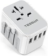 TESSAN Plug Adapter Worldwide with 4 USB and 1 AC Socket, International Travel Adapter UK to European Power Universal Plug Adaptor for EU USA Australia Thailand
