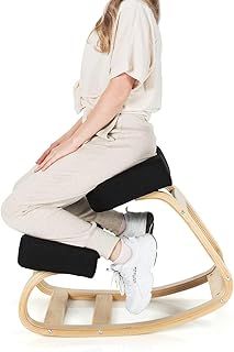 Ergonomic Kneeling Chair with Extra Padding - Posture Support Comfortable Desk Chair - Angled Rocking Stool & Balancing Seat - Natural Relief for Neck or Back Pain