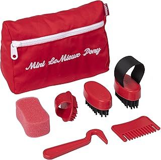 LeMieux Toy Pony Grooming Kit with Brushes, Curry Comb & Sponge - Red - 3 Years +