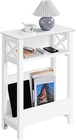 Yaheetech Narrow Side Table, Slim End Table with Storage Shelf, 70cm Height Sofa End Table, Morden Thin Side Table Small Bedside Table Nightstand with Magazine Rack for Living Room Small Space