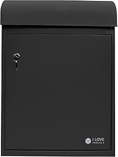 Medium Parcel Drop Box. Waterproof Safe & Secure Delivery Box For When You're Not Home. Storage Mail Box, Post & Letterbox With Key Lock. Mounted To Wall, Door, Fence Or Floor (Black)