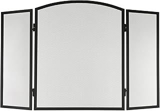 LIVIVO Fireplace Screen Panel Standing Gate - Steel Decorative Mesh Screen Flame Guard for Coal & Wood Fire Perfect for Outdoor and Indoor (3 Panel Black)