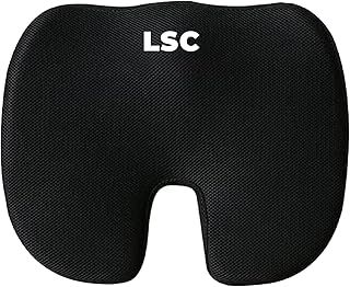 LSC Chair Cushions for Office Chair Memory Foam Non-Slip Sciatica & Back Coccyx TailbonePain Relief Seat Cushions for Office Desk, Gamming Chair, Wheelchair, Car Seat, Sciatica, Tailbone Pain (Black)