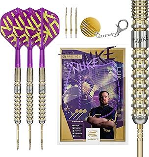 TARGET Darts Luke Littler Gen 1 Prodigy Steel Tip Swiss Point Darts, 90% Tungsten Darts, 22G/23G/24G | Generation 1 Gold Steel Tip Darts, G1 Player Edition Swiss Points Dart Sets, Flights and Shafts