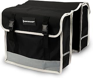 Dunlop Double Bike Bag - Rear Side Pannier Bag with Fluorescent Strip - 2x13 L Bike Pannier Bag - Waterproof Bike Bag - Bike Bag 36x30x12 cm - Bicycle Accessories - Black