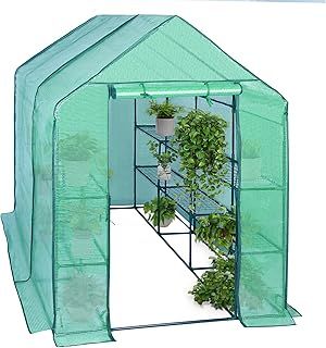 WOLTU Garden Greenhouse Walk In Plastic Tomato Greenhouse Vegetable Fruit Flower Plant Shed with Strong Reinforced Cover 143x73x195cm White GWH00202tp