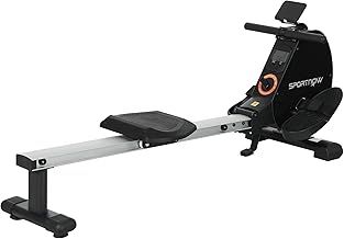 Folding Rowing Machine, 16-Level Magnetic Rower Machine with Dual Aluminium Slid Rail and LCD Monitor, Vertical Storage, for Home Gym Cardio Training, 150kg Weight Capacity