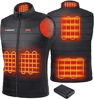 Gokozy Heated Vest for Men with 10000Mah Battery Pack, Heated Gilet Lightweight Heated Jacket and Waterproof Vest for Hunting/Hiking