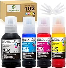 JoyPrinting 102 Ink Replacement for Epson 102 Ink Bottle Refills Compatible with Epson EcoTank ET-2750 ET-2700 ET-2756 ET-2850 ET-2856 ET-2851 ET-3700 ET-3750 ET-4750 ET-4850 ET-4856 (BK/C/M/Y, 4-PK)