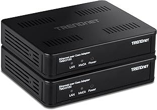 TRENDnet Ethernet Over Coax MoCa 2.5 Adapter (2-Pack), TMO-312C2K, Backward Compatible with MoCA 2.0/1.1/1.0, RJ-45 Gigabit LAN Port, Supports Net Throughput up to 1Gbps, Support up to 16 Nodes, Black