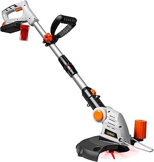 VonHaus Cordless Grass Trimmer – Electric Lawn Trimmer/Edger for Flower Beds & Lawns – 20V Battery, Extendable Telescopic Handle, 12x Blades, Rotating/Swivel Head, Flower Guard – 2 Year Warranty