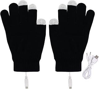Electric Heating Gloves for Men/Women - USB Charging Winter Warm Gloves, Full Hands Touchscreen, Knitting Heating Mittens, Washable Thermal for Indoor Outdoor