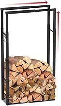 VOUNOT Firewood Log Rack, Retractable Metal Log Store Holder for Outdoor or Indoor, 9 Adjustable Sizes, Maximum dimension 65 x 25 x 150 cm, Black