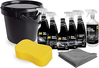 AA Cleaning Kit 5x 750ml Of Cockpit Shine, Glass Cleaner & Tyre Shine, 1L Waterless Wash And Wax, Jumbo Car Sponge, 2 Microfibre Cloths, 10L Bucket