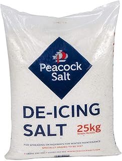 Salt 25KG Bag White De-Icing Rock Salt for Weeds Keeping Roads Paths and Driveways Clear of Ice and Snow Cleaner than Grit