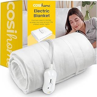 Cosi Home Single Electric Blanket - Premium Microfleece, Soft Touch Heated Fitted Mattress Underblanket, Cover, Bed Warmer Pad - 3 Heat Settings & Machine Washable - 65 x 135cm