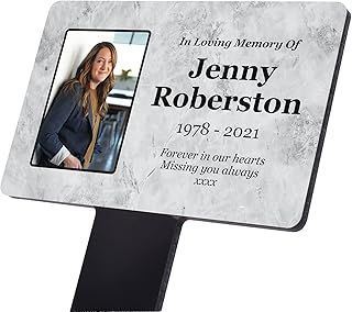 Personalised Photo Memorial Gift. Grave Ornaments. Plaque With Stake. Choose from 3 Backgrounds. Waterproof Engraved Bereavement Gifts For Interior/Exterior Use.
