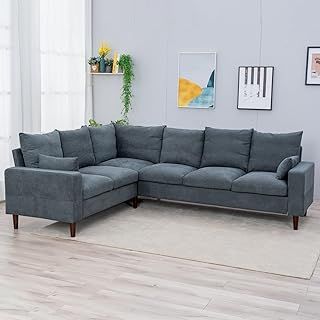 Panana Sectional Sofa Modern Faux Leather 5 Seater L Shape Corner Chaise Sofa Couch for Apartment Sectional Set with Built in USB Port Chaise (Black Faux Leather, 5 Seater with USB Port Chaise)