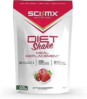 SCI-MX Diet Meal Replacement Shake - Strawberry Flavour - High Protein Shake + 24 Essential Micronutrients - Non-GMO - 1KG (18 Servings) 212 calories per serving