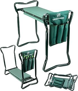 Heavy Duty Garden Kneeler Seat with Handles & Tools Bag, Multi-Use Foldable EVA Foam Padded Kneeler, Lightweight Kneeling Stool for Gardening - Portable Garden Kneeler Seat
