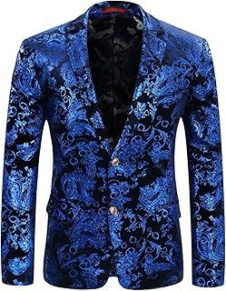 Men's Casual Blazer Paisley Jacquard Suit Jackets Slim Fit Floral Print Stylish Blazer Coats Chic Jackets