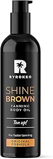 BYROKKO Shine Brown Premium XXL Tan Accelerator Oil, for Sunbed & Outdoor Sun,Tanning Achieve a Natural Tan with Natural Ingredients. Coconut Oil, Walnut Oil, Hazelnut Oil, (150 ml)