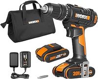 WORX WX370.1 PowerShare 20V Cordless Combi Hammer Drill Kit with 2 Batteries, Charger and Carry Bag - High Torque Impact Drill Set for Wood, Metal and Masonry