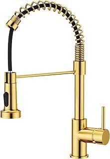 FORIOUS Black Kitchen Tap, Spring Kitchen Sink Mixer Taps, Commercial Faucet Single Handle Lever, High Arc Swivel 360 with 2 Spray Mode