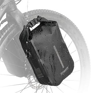 Rhinowalk Bike Front Pannier Bag Fork Bag Waterproof Bicycle Rack Bag Shoulder Bag for E-Scooter Mountain Bike Accessories -Black, 6L