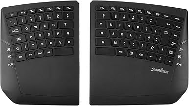 Perixx PERIBOARD-624B UKQWERTY Wireless Ergonomic Keyboard - Adjustable Tilt, Split Design, Low Profile Keys - Black