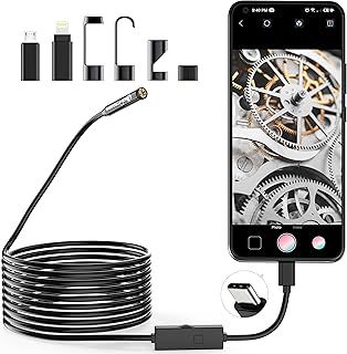 1920P Endoscope Snake Inspection Camera, Type C Borescope, Scope Camera with 8 LED Lights for Android and iOS Smartphone, iPhone, iPad, Samsung (16.5 FT/5M)