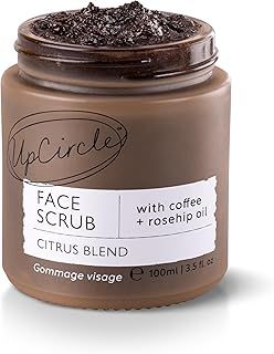 UpCircle Coffee Face Scrub - Citrus Blend For Normal + Dry Skin 100ml - Shea Butter, Coconut + Rosehip Oil - Natural, Vegan Face Exfoliator For Soft, Smooth Skin