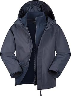 Mountain Warehouse Fell Kids 3 in 1 Jacket - Water-Resistant Triclimate Raincoat, Detachable Inner Coat & Packaway Hood - For Walking, Hiking & Outdoors