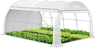 VOUNOT Large Polytunnel Greenhouse Gardening Walk In Grow House with Roll-up Side Walls, 4x3x2m 12m², White