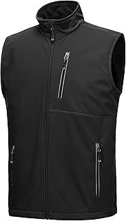 33,000ft Men's Lightweight Softshell Gilet, Windproof Waterproof Outerwear Vest Gilets Sleeveless Jacket for Cycling Running Hiking Golf Travel