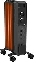 HOMCOM 1500W Oil Filled Radiator, 7 Fin, Portable Electric Heater with 3 Heat Settings, Safety Cut-Off and Wheels, White