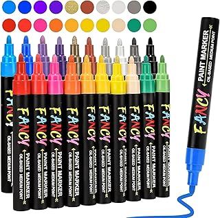 RATEL Paint Pens Paint Markers for Rock Painting, Stone, Ceramic, Glass, Wood, Porcelain, Mugs, Metal, Fabric, Canvas, DIY Craft Set of 20 Quick Dry, Permanent Waterproof Oil Based Paint Markers