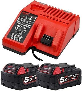 Milwaukee M18NRG-502 18V Energy Pack 2 x M18B5 5.0Ah Battery & M12-18C Charger