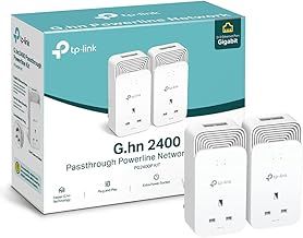 TP-Link Wired Passthrough Powerline Adapter Starter Kit, Advanced Protocol G.hn MIMO, Extra Power Socket, 2+2 Gigabit Ethernet Ports, No Configuration Required, Plug and Play, Pack of 2 (PG2400P KIT)
