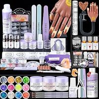 SSProAcryl Complete Acrylic Nail Kit for Practice: Premium Nail Kit Acrylic Set with Nail Practice Hand Training Mat Acrylic Powder and Liquid Brush for Beginner Practice Extension Carving Home