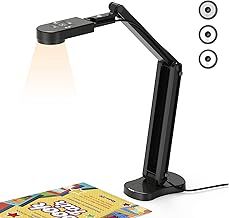 THUSTAND 8MP Visualiser/Document Camera, Webcam 4K with A3 format, LED Light, Image Invert Function, Fold, Dual Microphones for Mac OS, Windows, Zoom, OBS work (black)