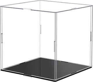 Acrylic Display Case,Clear Acrylic Display Case,Self-Assembly DisplayBox with Black Acrylic Base,Countertop Box for Pop Figures Collectibles Toys,Need Remove The Protective Film(6x6x6 inch:15x15x15cm)