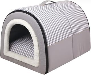 Dog House Indoor 2 In 1 Foldable Cat Igloo Beds with Removable Cushion Non-Slip Dog Bed House Waterproof Warm Cat Cave Washable Covered Dog Bed