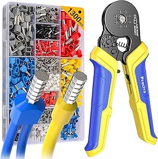 Octagonal Ferrule Crimping Plier Kit, Preciva 0.25-10mm²/AWG23-7 Crimp Tool Set with 1300pcs Cable Connectors, Ratchet Wire Crimper for Electrical Engineering